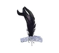 Bristol Novelty BA2816 - Diadema de plumas | 1 unidad, para mujer, negro/plateado, talla única