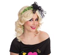 Bristol Novelty BA3551 Diadema con encaje, estilo años 80, amarillo neón, Color (BA3551) Halloween, Carnaval