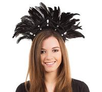 Bristol Novelty BA438 Tocado con plumas negro para carnaval, para disfraz de mujer, talla única Halloween