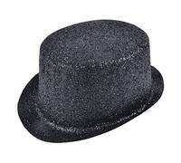 Black Glitter Plastic Topper Top Hat (gorro/sombrero)