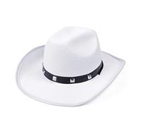 Bristol Novelty BH367C Sombrero vaquero en fieltro con tachuelas, color blanco, (BH367C) Halloween, Carnaval