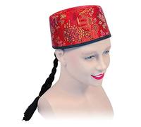 Bristol Novelty BH442 Sombrero chino (tela roja con trenza), color rojo, negro (BH442) Halloween