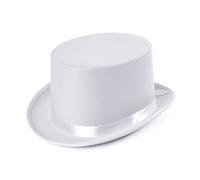 Bristol Novelty-BH477 Sombrero de copa blanco satinado, Color (BH477)