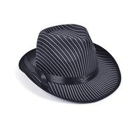 Bristol Novelty BH480 Pin Stripe Gangster Hat Hombre, Negro, Talla Única Halloween, Carnaval