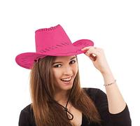 Bristol Novelty-BH487 Sombrero de vaquero en piel con pespuntes, rosa intenso, Color (BH487)