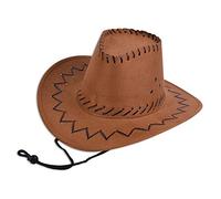 Bristol Novelty BH488 Sombrero infantil de vaquero en piel con pespuntes, marrón, color café (BH488) Halloween