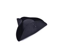 Bristol Novelty BH653 Sombrero de pirata de lana y fieltro negro de tres puntas, 1 unidad, talla única, unisex Halloween