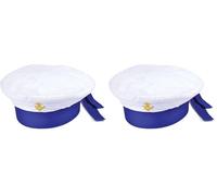 Bristol Novelty BH669 Sombrero de marinero infantil, 1 unidad, blanco, 25 cm x 23 cm x 6 cm, unisex, multicolor, talla única Halloween, Carnaval (Paquete de 2)