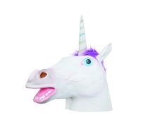 Bristol Novelty BM549 Máscara de unicornio de látex, unisex, adulto, blanca, morada, talla única Halloween