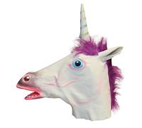 Bristol Novelty BM549 Máscara de unicornio de látex, unisex, adulto, blanca, mor