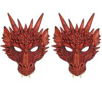 Bristol Novelty BM552 Máscara de dragón rojo, hombre, mujer, talla única Halloween, Carnaval (Paquete de 2)