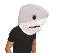Bristol Novelty-BM558 Halloween Máscara de tiburón de peluche, dibujos animados, color plateado, blanco, Talla única (BM558)