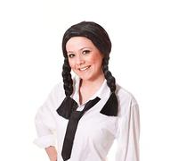 Bristol Novelty BW040 Peluca de colegiala, negro, Color (BW040) Halloween, Carnaval