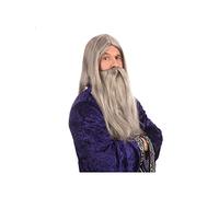 Adultos Gris Mago Sorcerer Mágico Hechizo Casting Peluca Larga Barba Accesorio