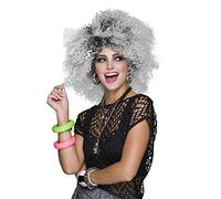 Bristol Novelty BW967 Peluca de dos colores de icono de pop de los años 80, mujer, gris, negro Halloween