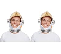 Bristol Novelty Casco de Astronauta Sombrero, Color Blanco, Oro, Plata, Adulto (BH691) Halloween (Paquete de 2)
