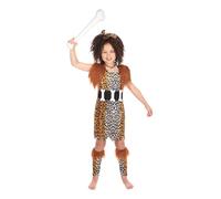 Bristol Novelty CC739 Traje de niña Cavernícola con Peluca, Mediano, Multicolor, Edad aprox 5-7 años