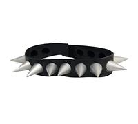 Bristol Novelty- Choker Rubber Spike Accesorios de Disfraz, Color negro/plata (BA435)