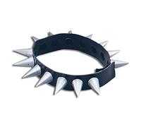 Bristol Novelty- Choker Rubber Spike Accesorios de Disfraz, Color negro/plata (BA435)