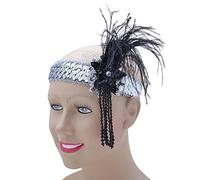 Bristol Novelty- Diadema de lentejuelas de lujo, Color negro/plata, Talla única (BA368)