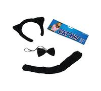 Bristol Novelty DS009 Juego de accesorios para disfraz de gato, color negro (DS009) Halloween, Carnaval