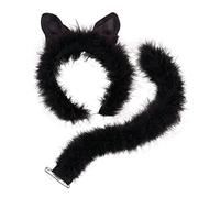 Bristol Novelty-DS050 Juego para disfraz gatos con pelo estilo marabú, color negro, talla única (DS050)