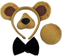 Bristol Novelty DS146 Bear Ears, Nose, Tail and Bow Tie Costume Set, Brown, One Size