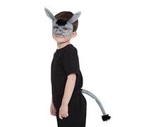 Bristol Novelty DS197 Accesorios de disfraz de burro, máscara y cola, talla única Halloween