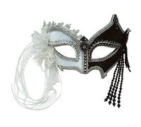 Bristol Novelty EM422 Mascarada Antifaz con borlas, color negro, blanco (EM422) Halloween