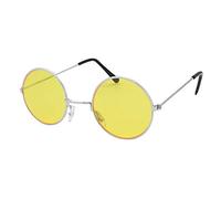 Bristol Novelty Gafas de Lennon amarillo con marco plateado (1 unidad). Diseño elegante y moderno, accesorio perfecto para hippie, festivales de música, Día Mundial del Libro y más, Halloween