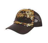 Bristol Novelty- Gorra de Lentejuelas Sombrero, Color negro y dorado, Talla única (BH696)