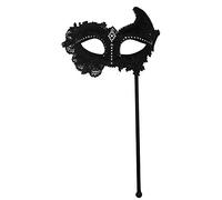 Bristol Novelty Máscara de Ojos con Encaje, Pet, poliéster, Tela, Piedra acrílica, Palo de plástico, Color Negro, Talla única Halloween