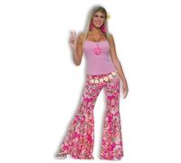 Bristol Novelty Pantalones hippies para adulto, acampanados, Flower Power, floral, multicolor, Medium (AC742)