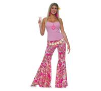 Bristol Novelty Pantalones hippies para adulto, acampanados, Flower Power, multi