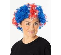 Bristol Novelty Peluca corta y rizada con los colores de la bandera del Reino Unido, estilo afro, talla única, rojo, blanco y azul Halloween
