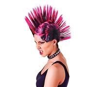 Bristol Novelty Peluca de mohicana, rosa y negro, talla única Halloween
