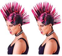Bristol Novelty Peluca de mohicana, rosa y negro, talla única Halloween (Paquete de 2)