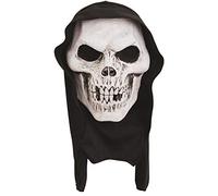 Bristol Novelty PM172 Máscara terrorífica de calavera con capucha, color blanco,negro, talla única (PM172) Halloween