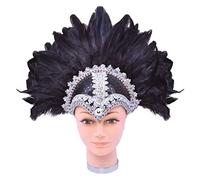 Bristol Novelty Tocado de casco de plumas de ciruela trenzado negro (paquete de 1), accesorio óptimo para festivales, carnaval, eventos de cosplay y ocasiones especiales Halloween