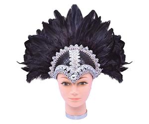 Bristol Novelty Tocado de casco de plumas de ciruela trenzado negro (paquete de 1), accesorio óptimo para festivales, carnaval, eventos de cosplay y ocasiones especiales Halloween
