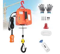BriSunshine 3 en 1 Polipasto Eléctrico 500KG,1500W Montacargas Cabrestante Eléctrico Portátil 220V con Eslinga de 7.6m para Elevación,Manual/Cable/Control Remoto,5M/Min