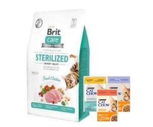 Brit Care Cat Grain-Free Sterilised Salud Urinaria con Pollo 7kg + PURINA Cat Chow/ Pro Plan 3x85g GRATIS (Sabores enviados aleatoriamente)