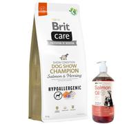 BRIT CARE Dog Hypoallergenic Dog Show Champion Salmón y Arenque 12kg & Aceite de salmón Lab-V 1000 ml