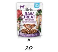 BRIT CARE Dog Raw Treat Inmunity Cordero y Pollo con Probióticos, Semillas de Cardo Mariano y Romero 20x40g