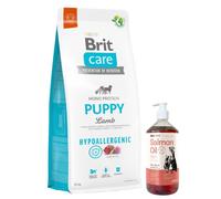 BRIT CARE Hipoalergénico Cachorro Cordero 12kg & Aceite de salmón Lab-V 1000 ml