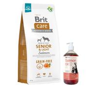 BRIT CARE Perro Grain-free Senior & Light Salmón 12kg & Aceite de salmón Lab-V 1000 ml