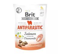 Brit Functional Snack antiparasitario, salmón con manzanilla, aperitivo semihúmedo para adultos y perros, 2 x 150 g