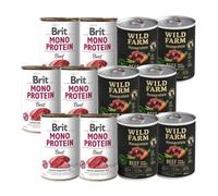 Brit mono protein beef 6x400g + Wild Farm Monoprotein Beef 6x400g