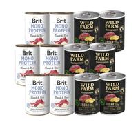 BRIT MONO PROTEIN LAMB & BROWN RICE 6x400g + Wild Farm Monoprotein Wild Boar 6x400g