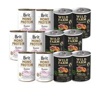 BRIT MONO PROTEIN RABBIT 6x400 g + Wild Farm Monoprotein Pork 6x400 g